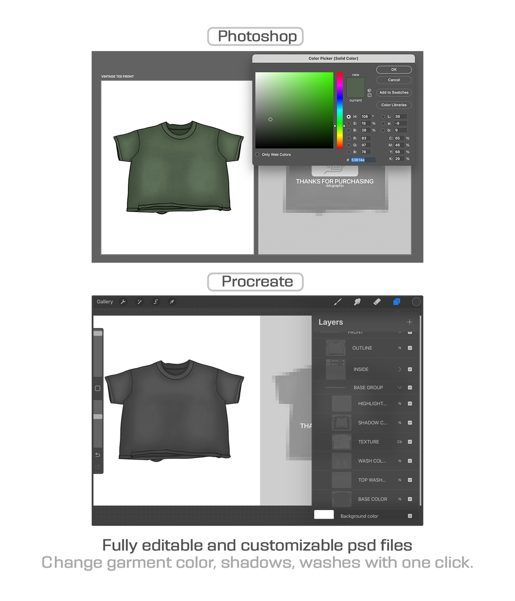 Editable PSD Vintage Tee Mockup