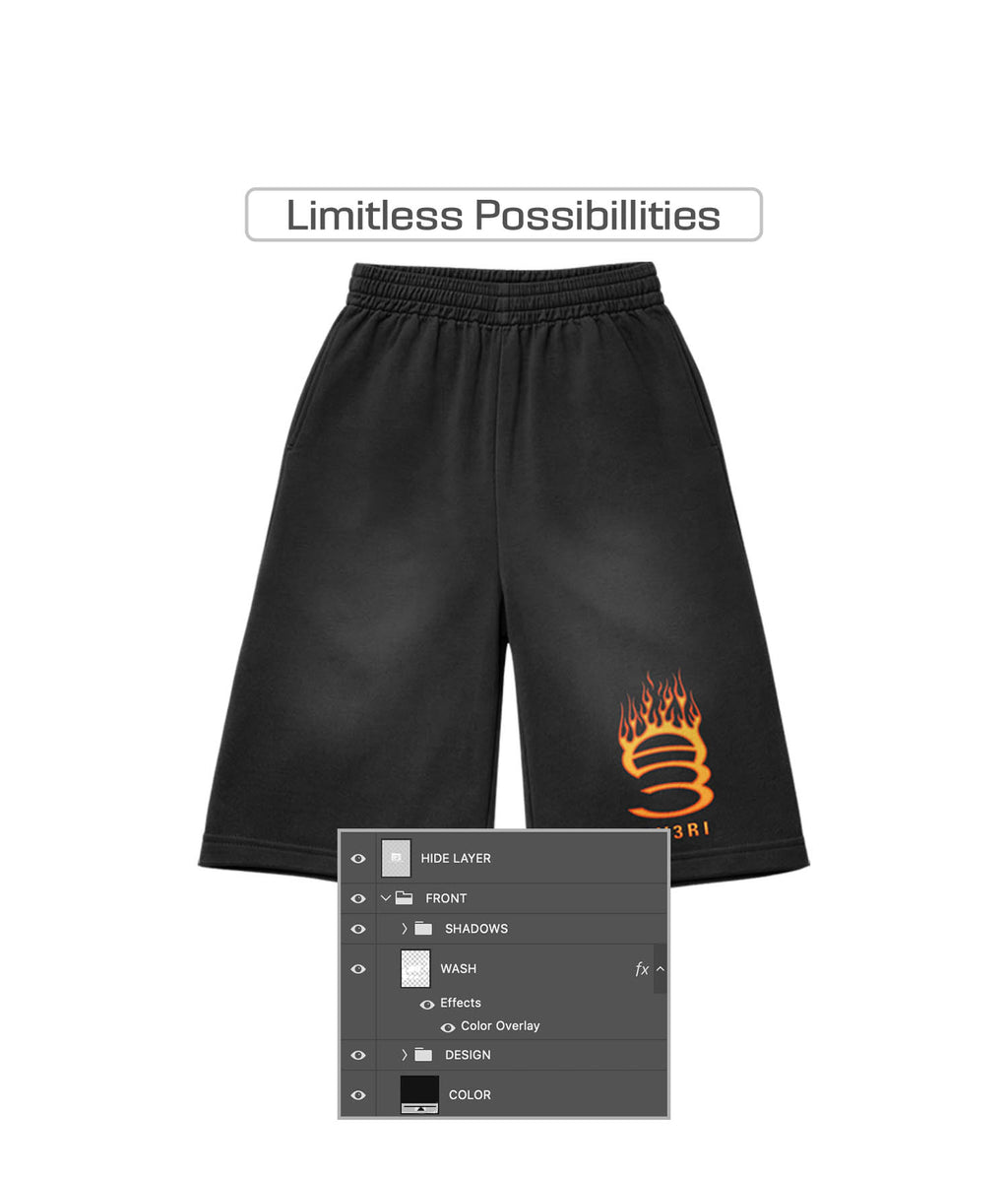 Realistic 3/4 Sweatshorts Mockup