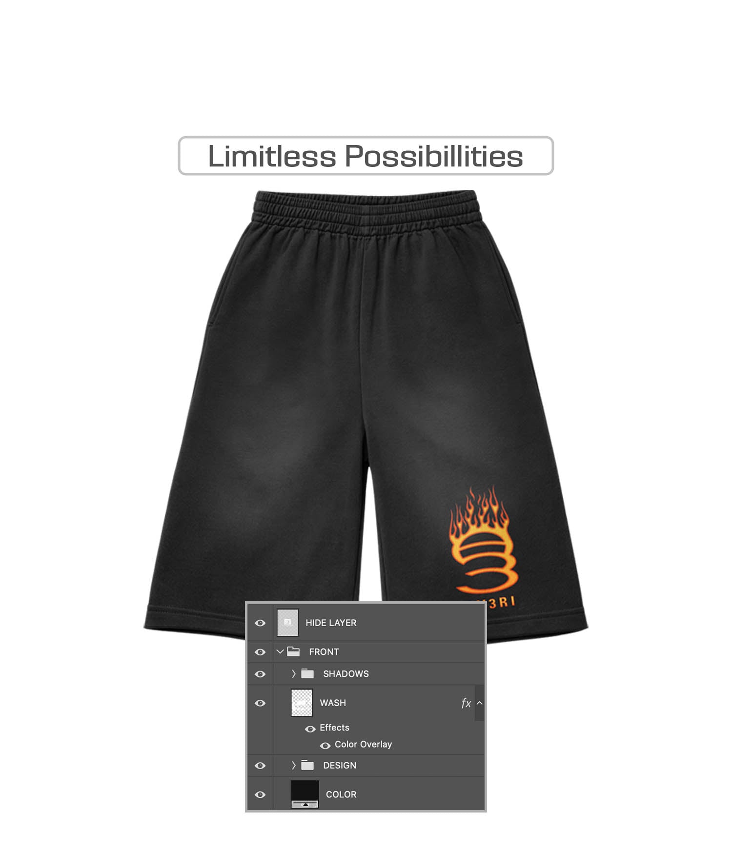 Realistic 3/4 Sweatshorts Mockup