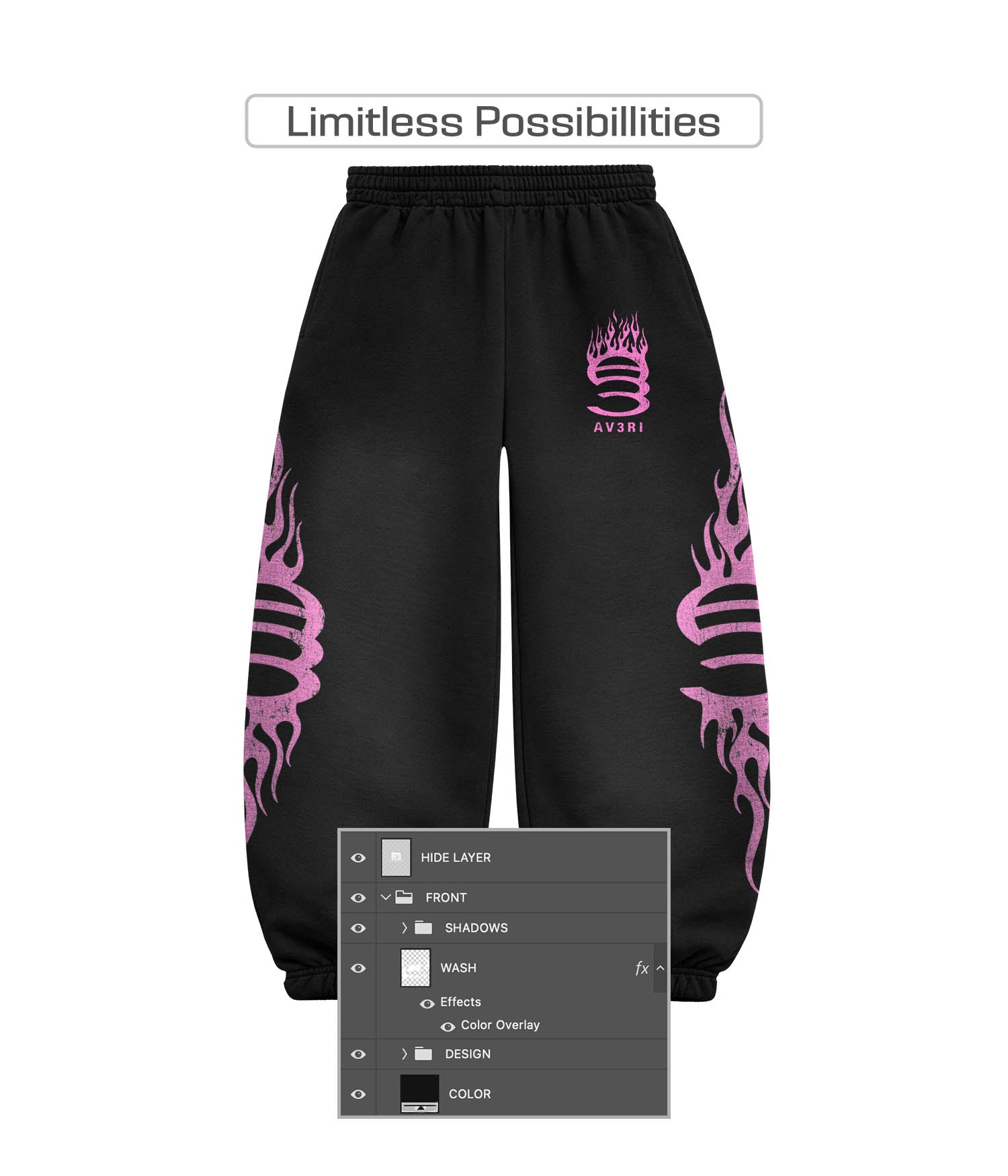 Realistic Scrunch Sweatpants Mockup