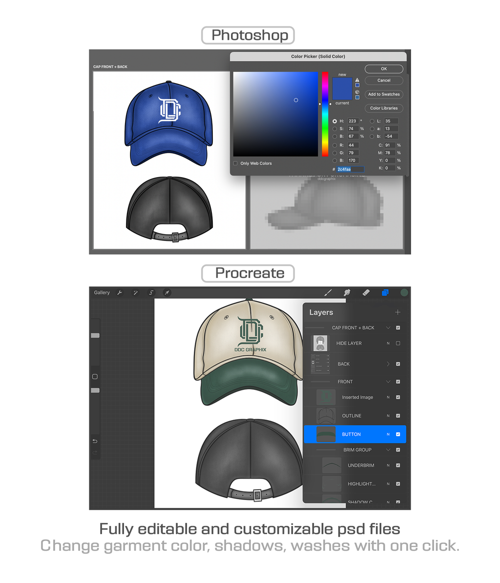 Editable PSD Baseball Cap Mockup