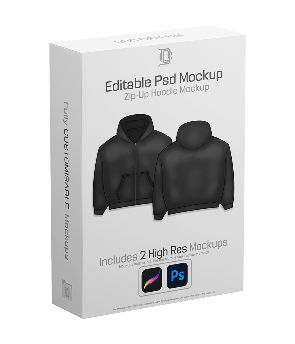 Editable PSD Boxy Zip-Up Mockup