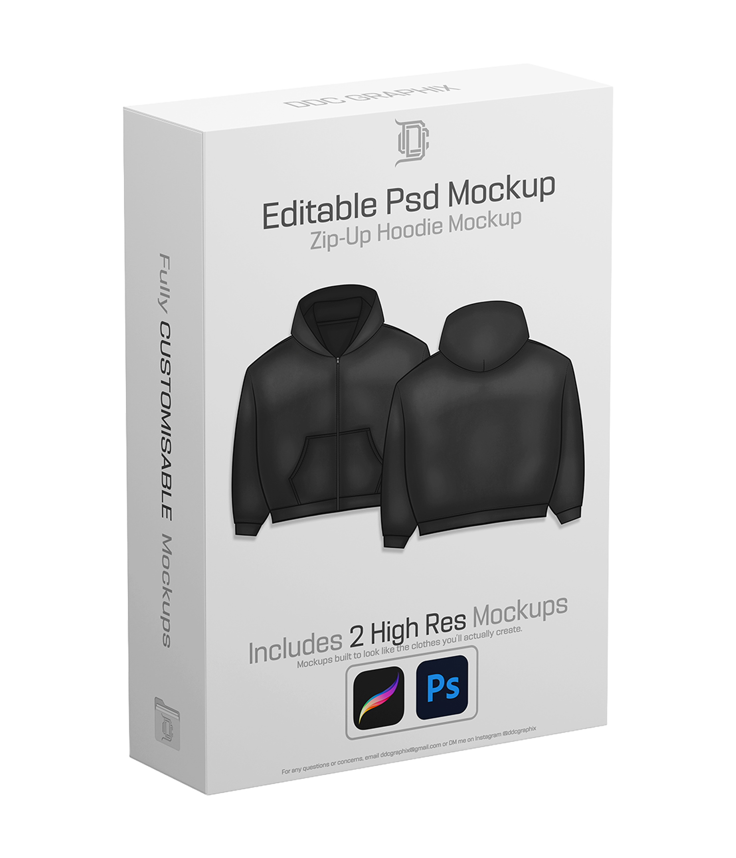 Editable PSD Boxy Zip-Up Mockup