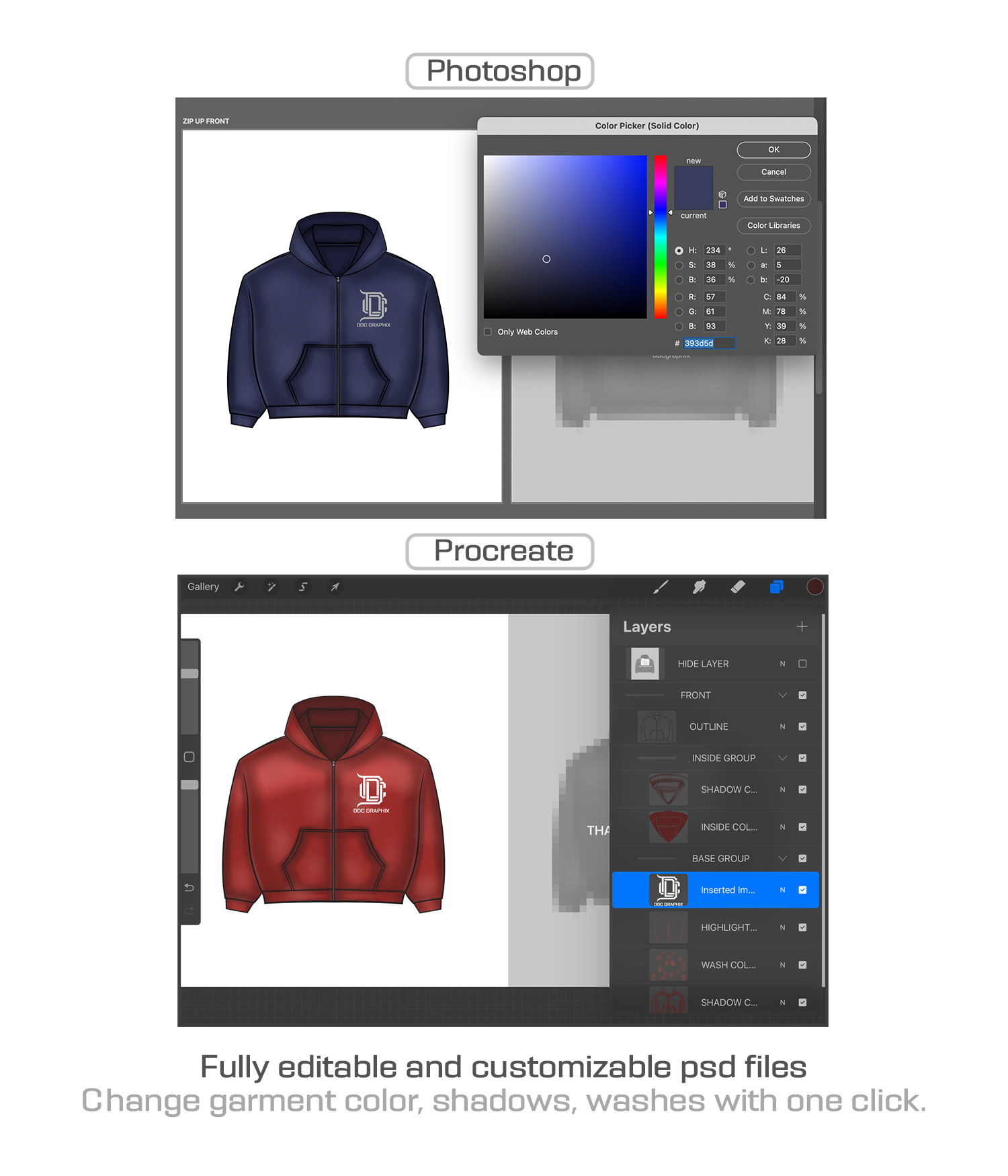 Editable PSD Boxy Zip-Up Mockup