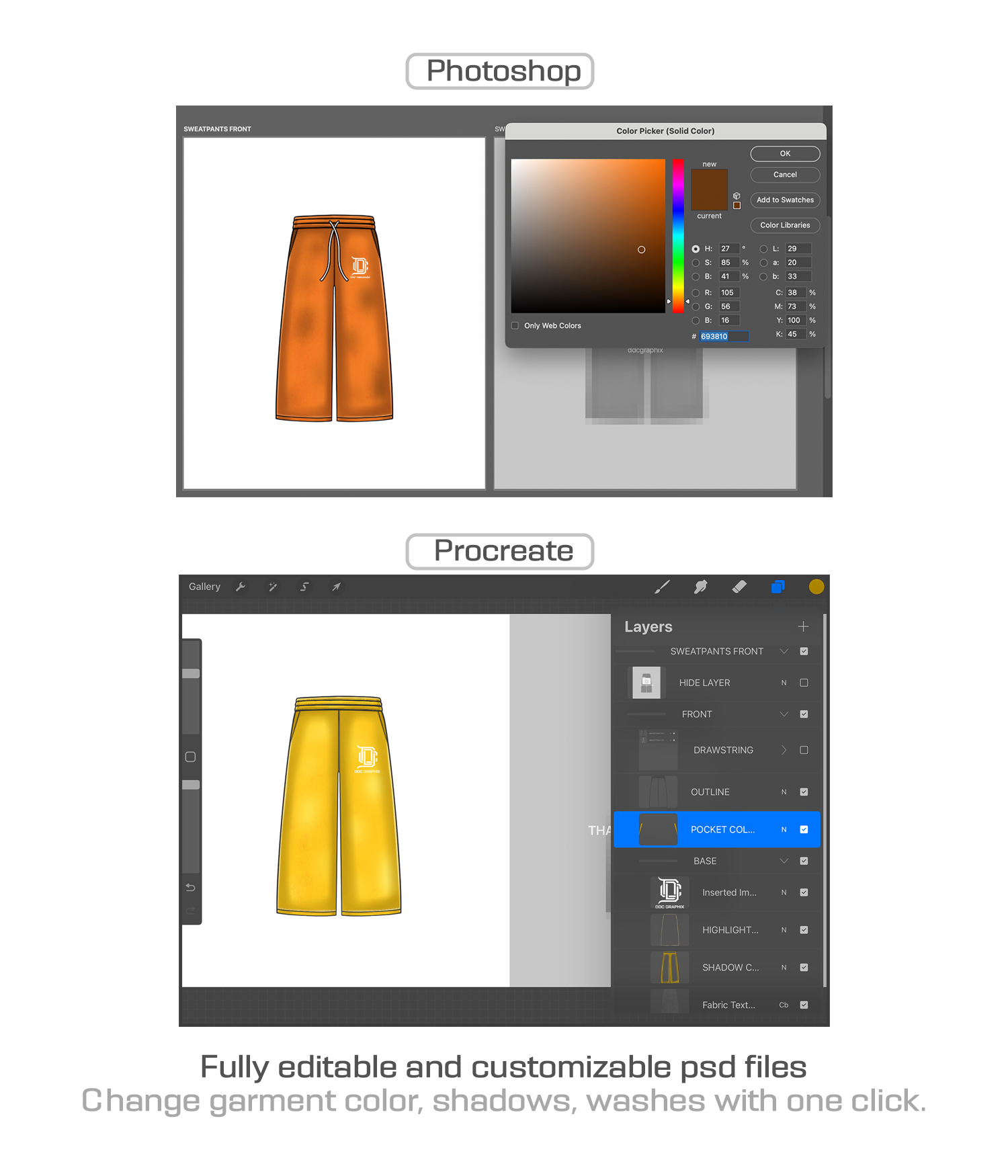 Editable PSD Wide Leg Sweatpants Mockup